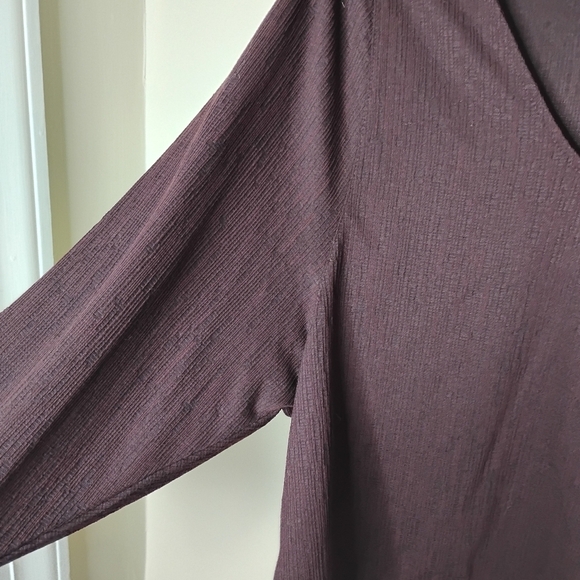 NWT Banana Republic Factory Dolman Sleeve V-Neck Textured Knit Top Size M Plum - Picture 3 of 9